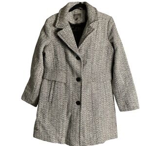 Gallery New York Women's Black White Tweed Coat Jacket Size Large